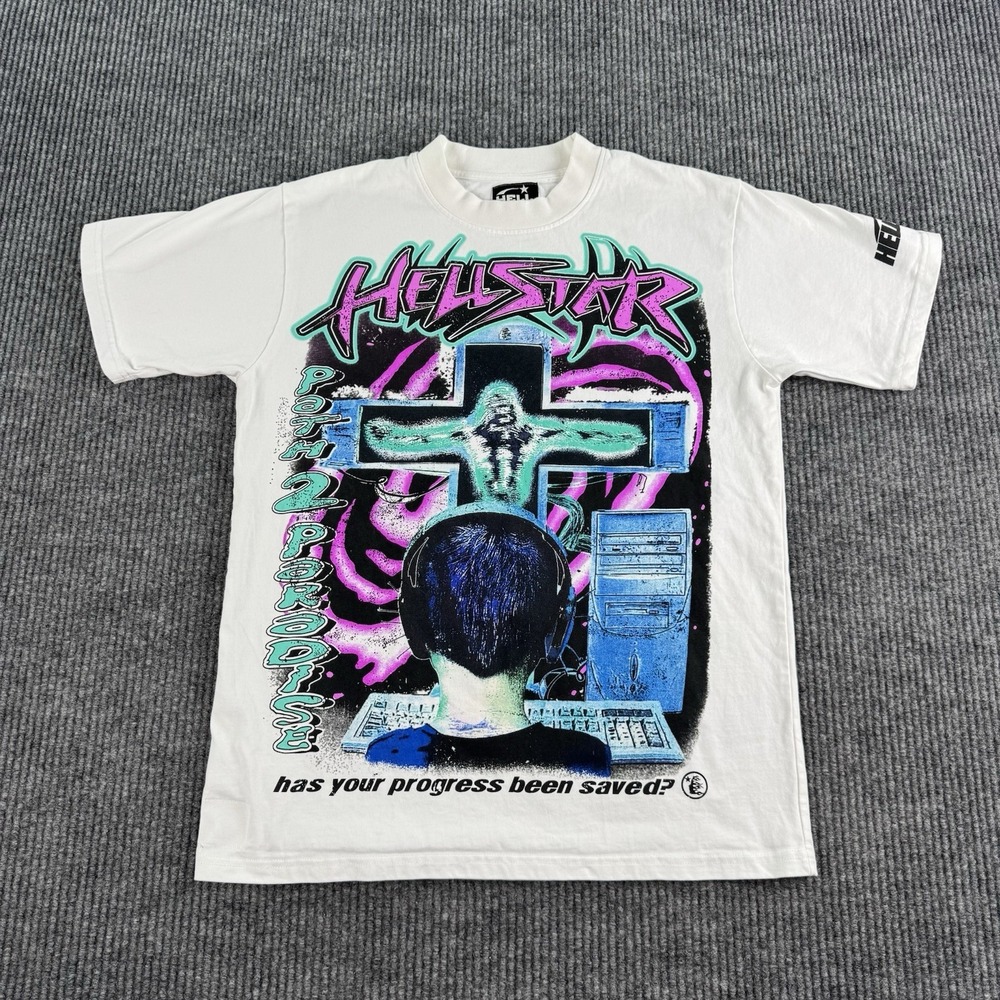 Hellstar Path 2 Paradise T Shirt Mens Medium White Double Sided Graphic Cotton